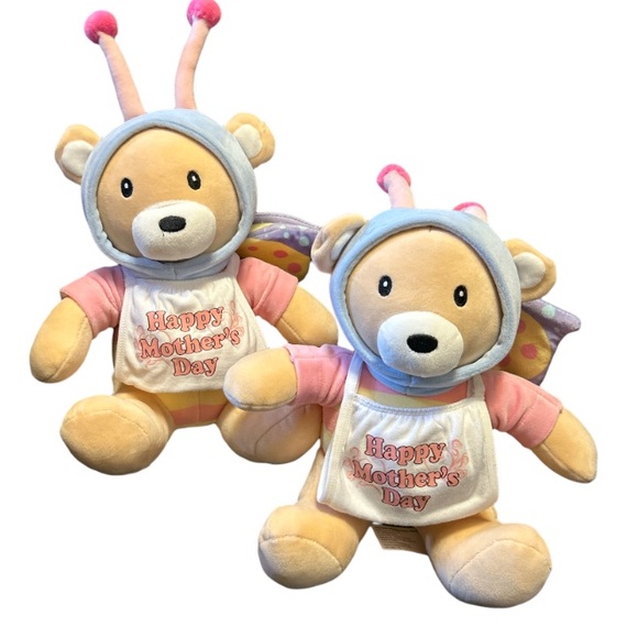 Kaisiyang Plush Bear With Butterfly Wings. 9” White Happy Mother’s Day Bib NWOT - Picture 9 of 16